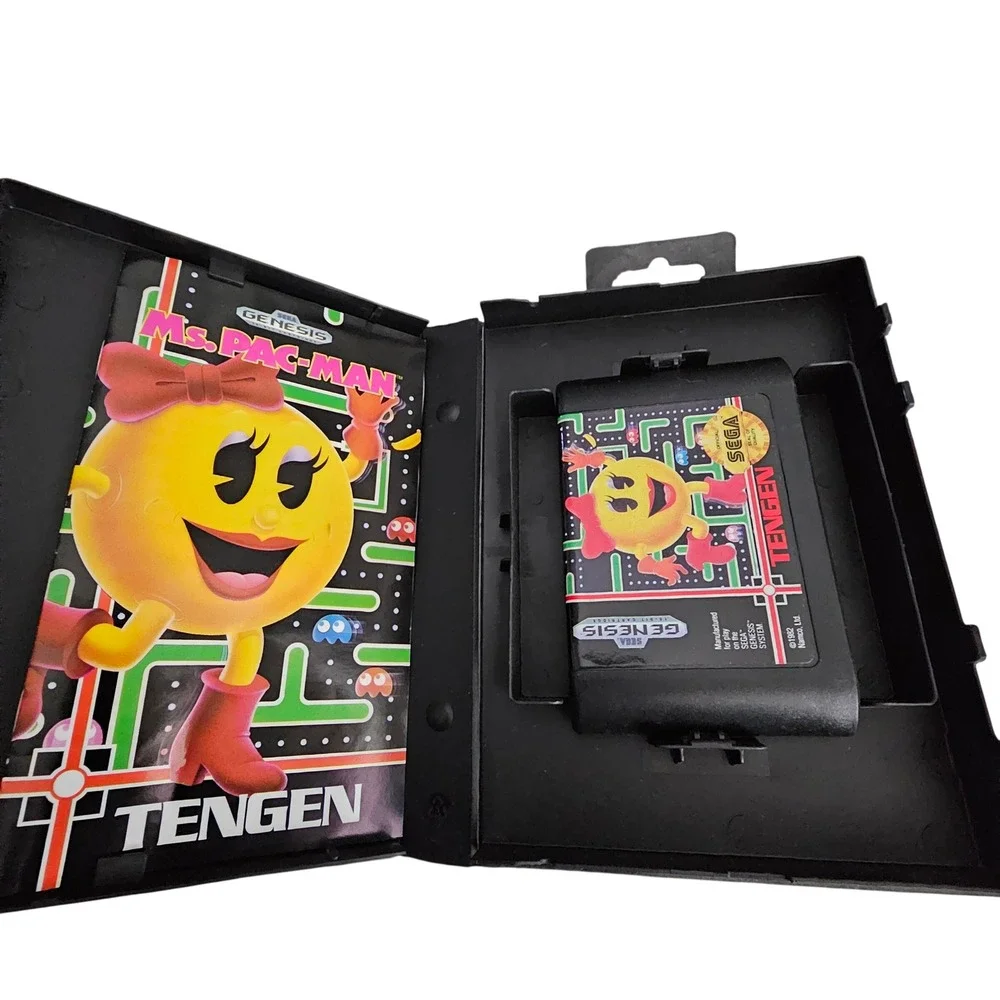Ms Pac-Man Sega Genesis Game Tengen 16-Bit Cartridge with Case and Manual